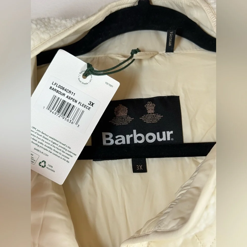 NWT Barbour Women's Plus Size White Quilted Jacket‎ Size 3X